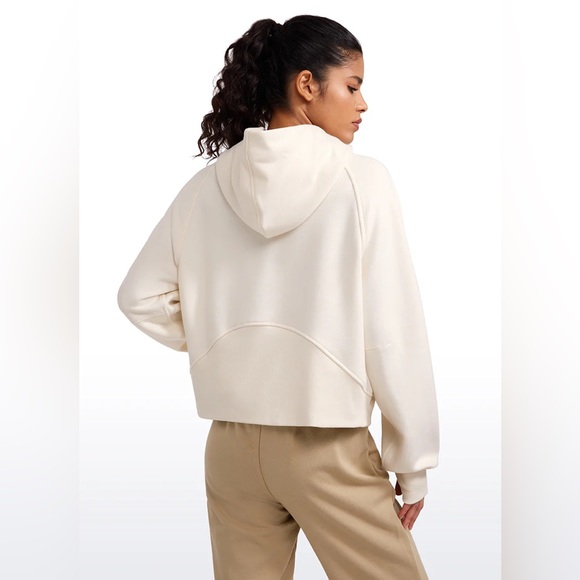 Fleece Lined Half Zip Hoodies with Thumb Holes - Picture 2 of 8